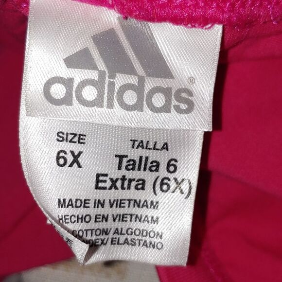 Adidas  hot pink white  3 striped capri leggings  Sz 6X NWT - Picture 4 of 4